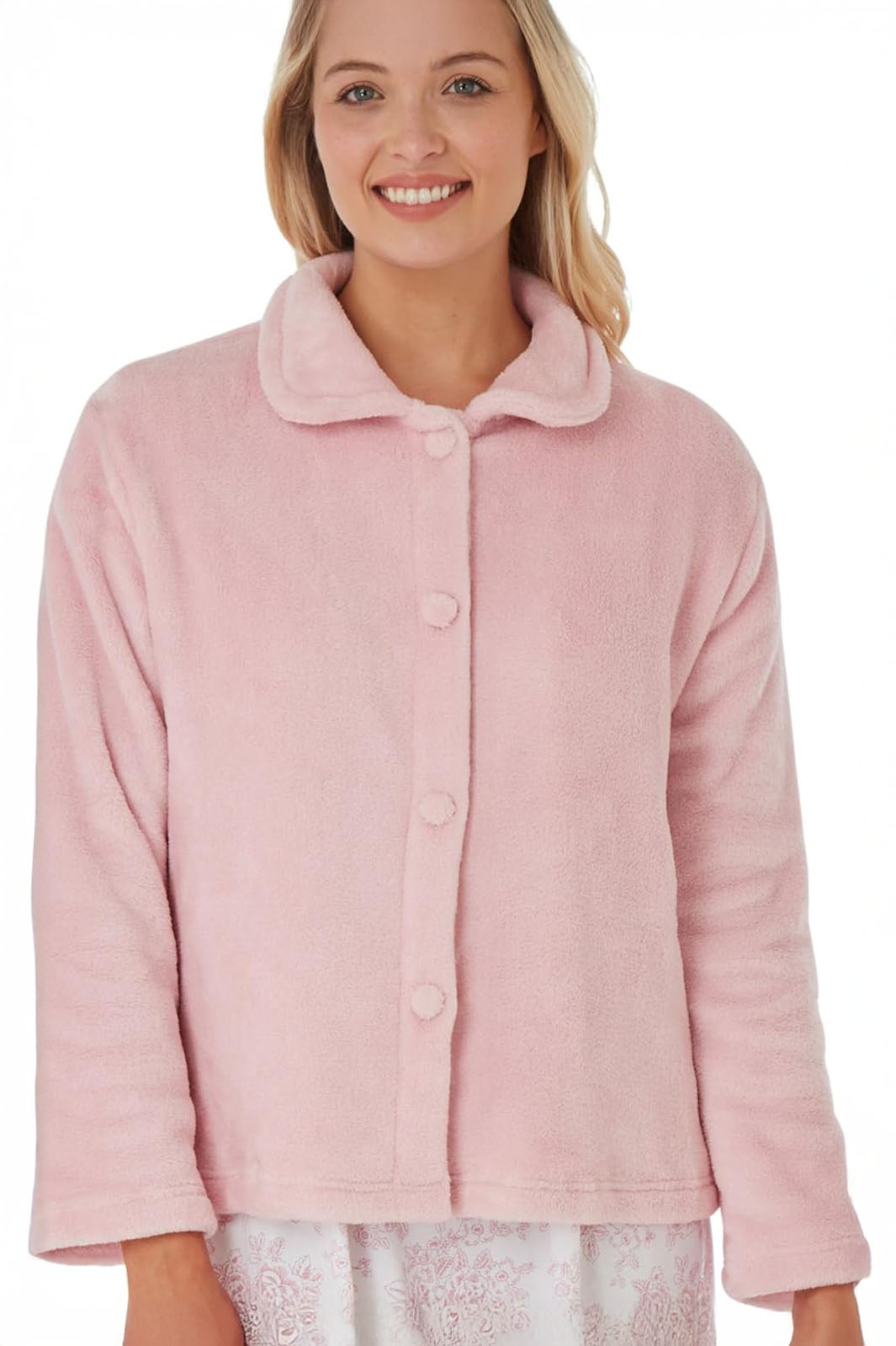 Marlon Fleece Bed Jacket Pink MA26520 - Shirley Allum Boutique