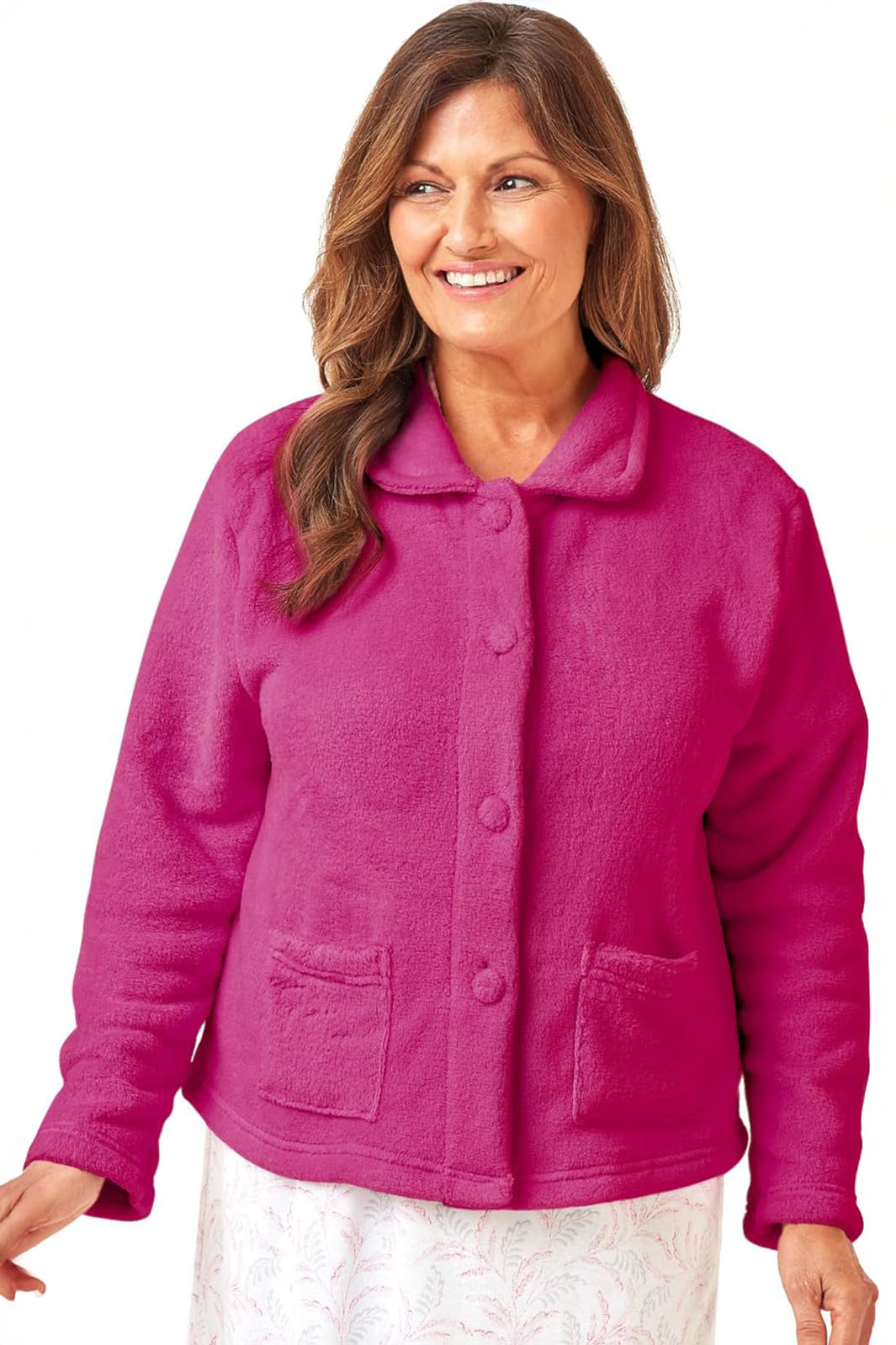 Marlon Fleece Bed Jacket Raspberry Pink MA26520 - Shirley Allum Boutique