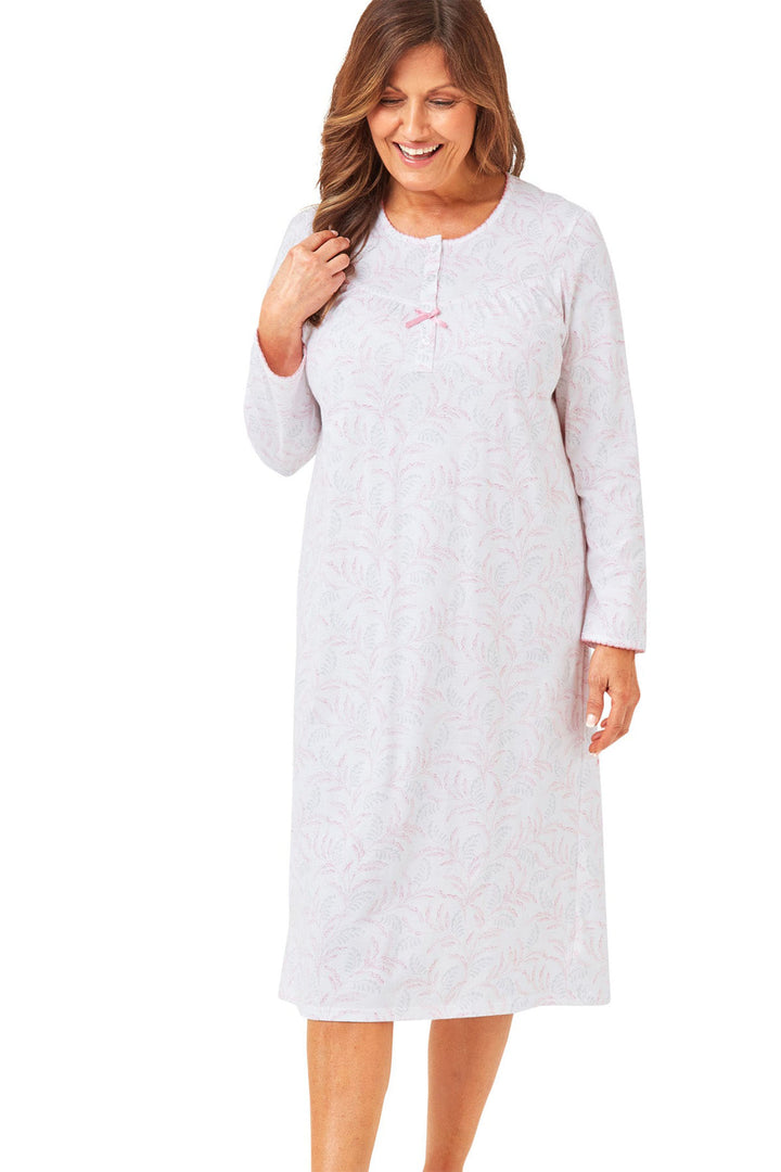 Marlon Nightdress Palm Trail 45 Pure Knitted Cotton Pink MA42598 - Shirley Allum Boutique