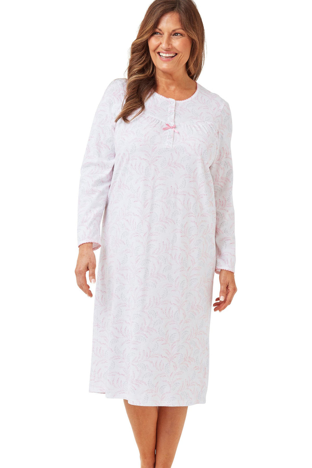 Marlon Nightdress Palm Trail 45 Pure Knitted Cotton Pink MA42598 - Shirley Allum Boutique