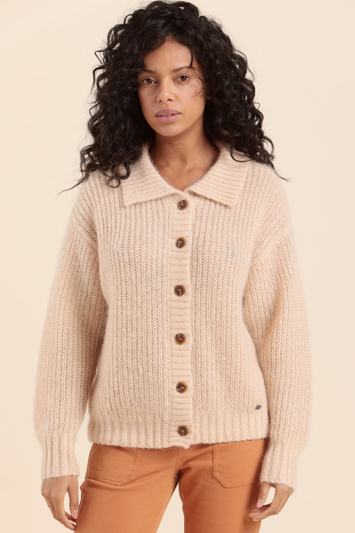 Mat de Misaine Cardigan Champagne Chunky Knit Tiga Card-545 U629 - Shirley Allum Boutique