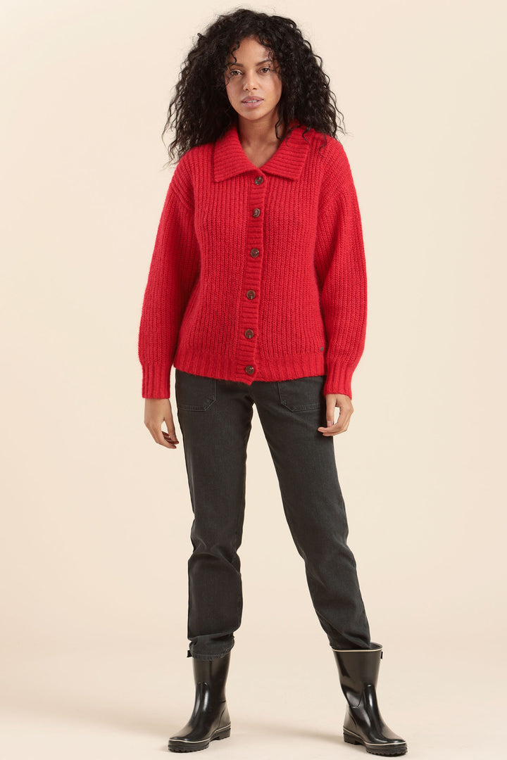 Mat de Misaine Cardigan Red Toscane Chunky Knit Tiga Card-545U317 - Shirley Allum Boutique