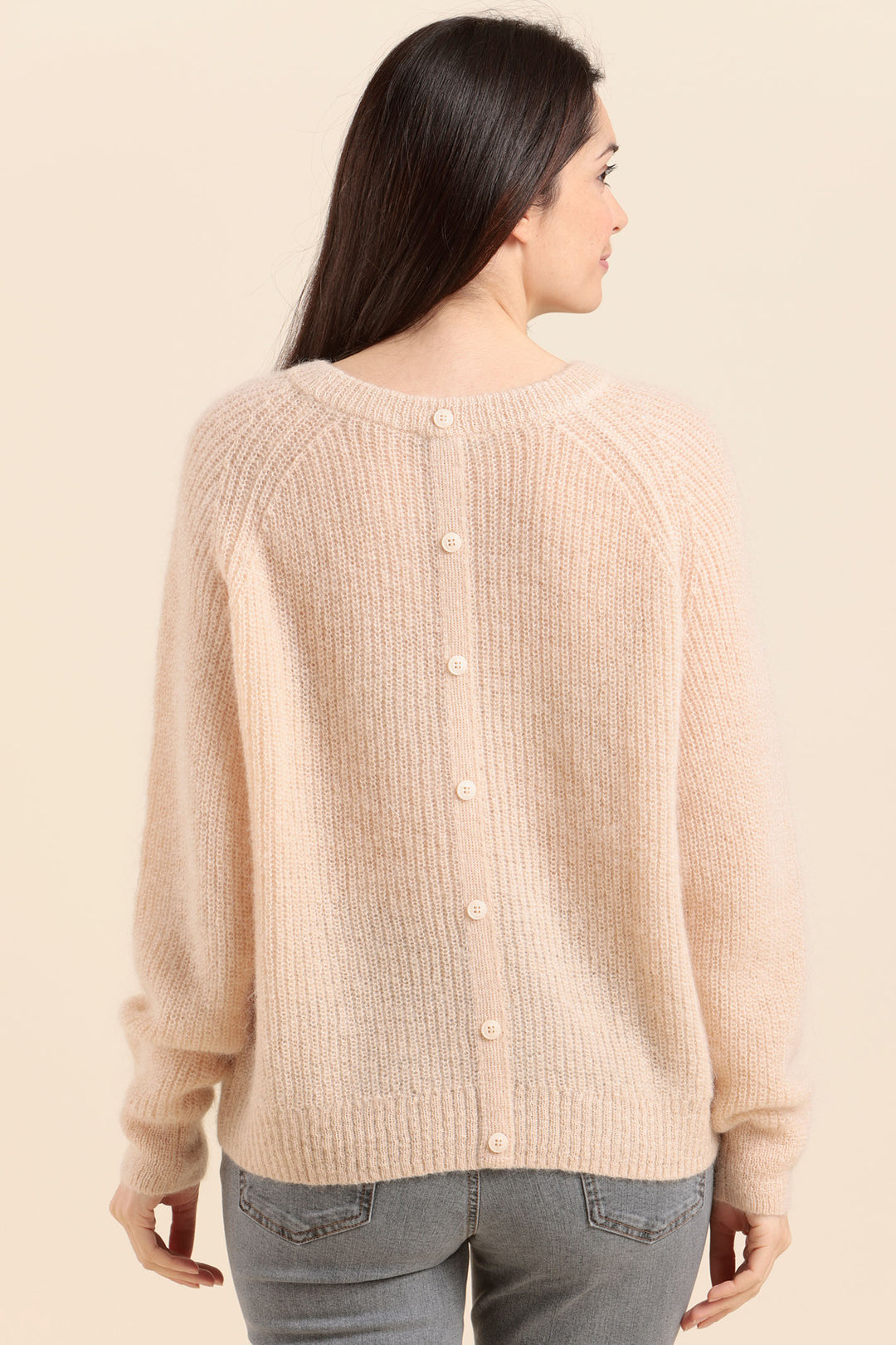 Mat De Misaine Jumper Button Back Detail Champagne Topazo-545 U629 - Shirley Allum Boutique