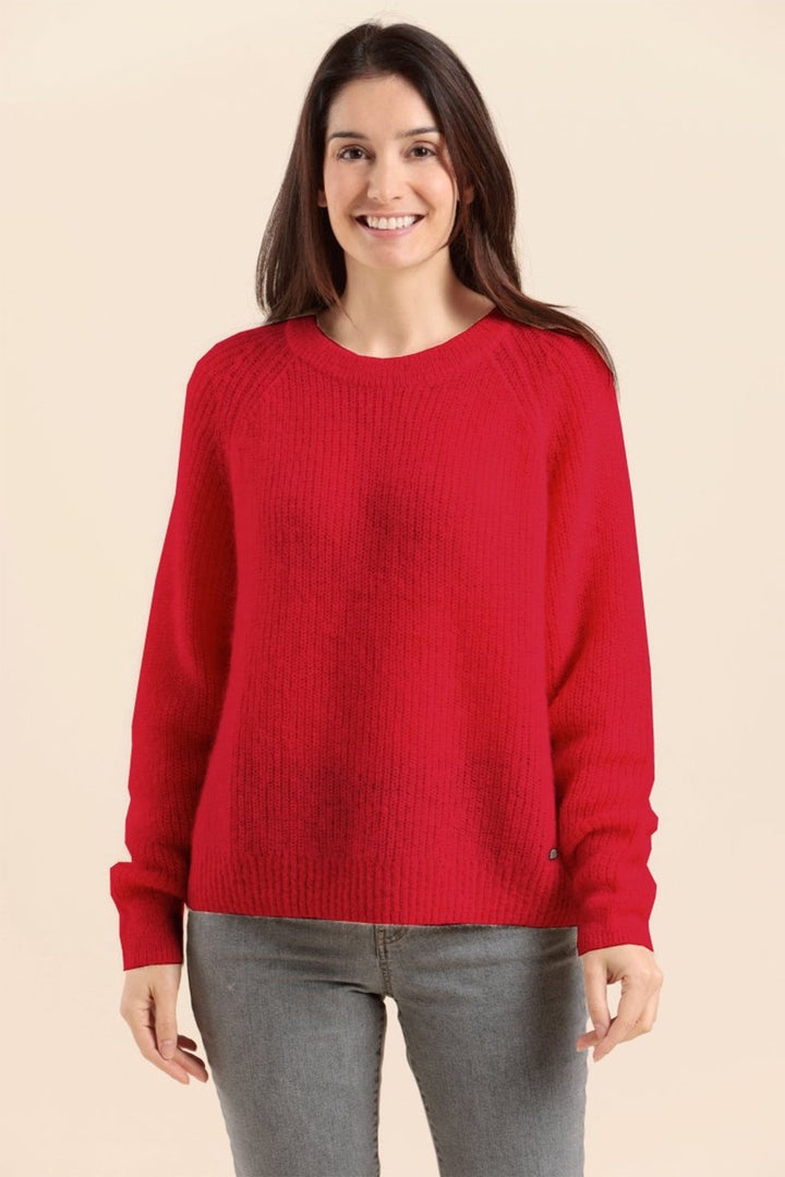 Mat De Misaine Jumper Button Back Detail Red Toscane Topazo-545 U317 - Shirley Allum Boutique