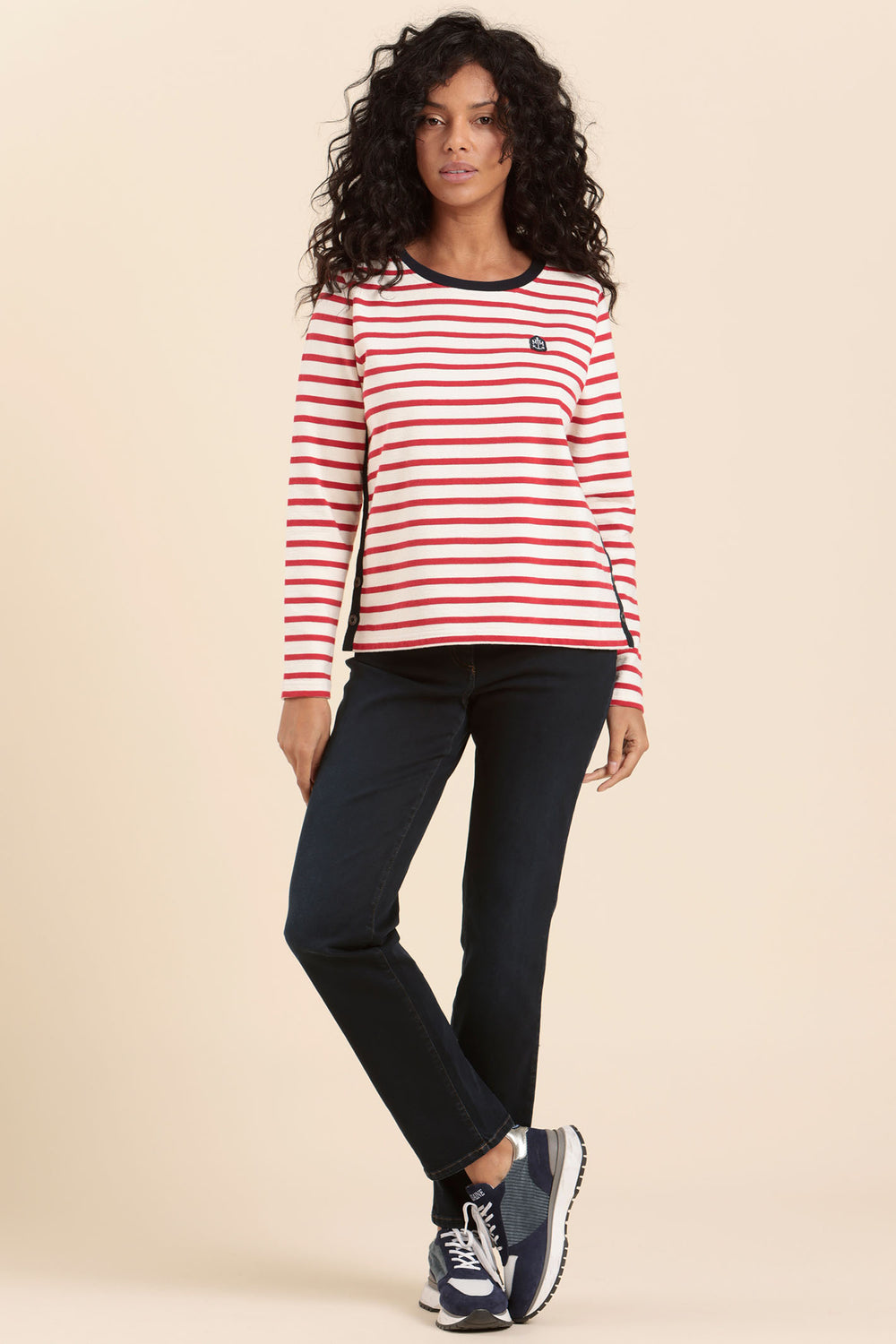 Mat De Misaine Jumper Striped Cream Red Myra-619RG 15317 - Shirley Allum Boutique