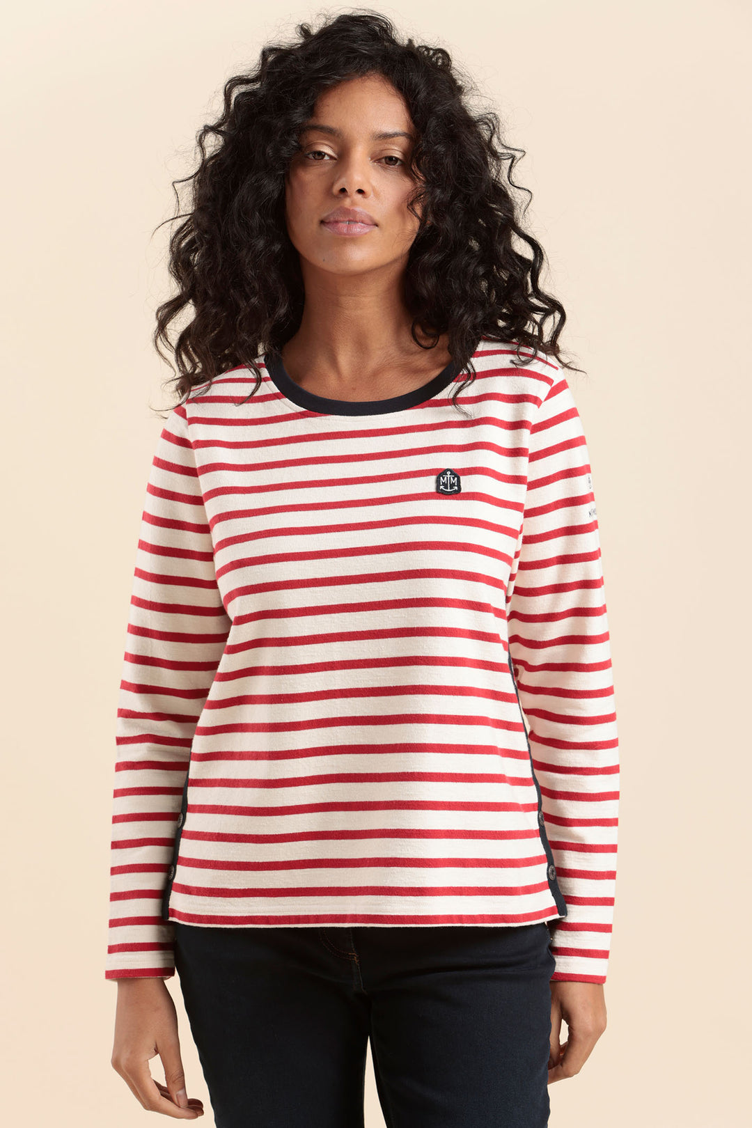 Mat De Misaine Jumper Striped Cream Red Myra-619RG 15317 - Shirley Allum Boutique