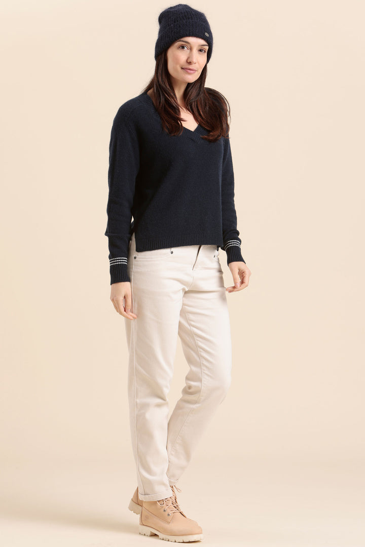 Mat De Misaine Jumper V-Neck Marine Navy Torino-500 U21 - Shirley Allum Boutique