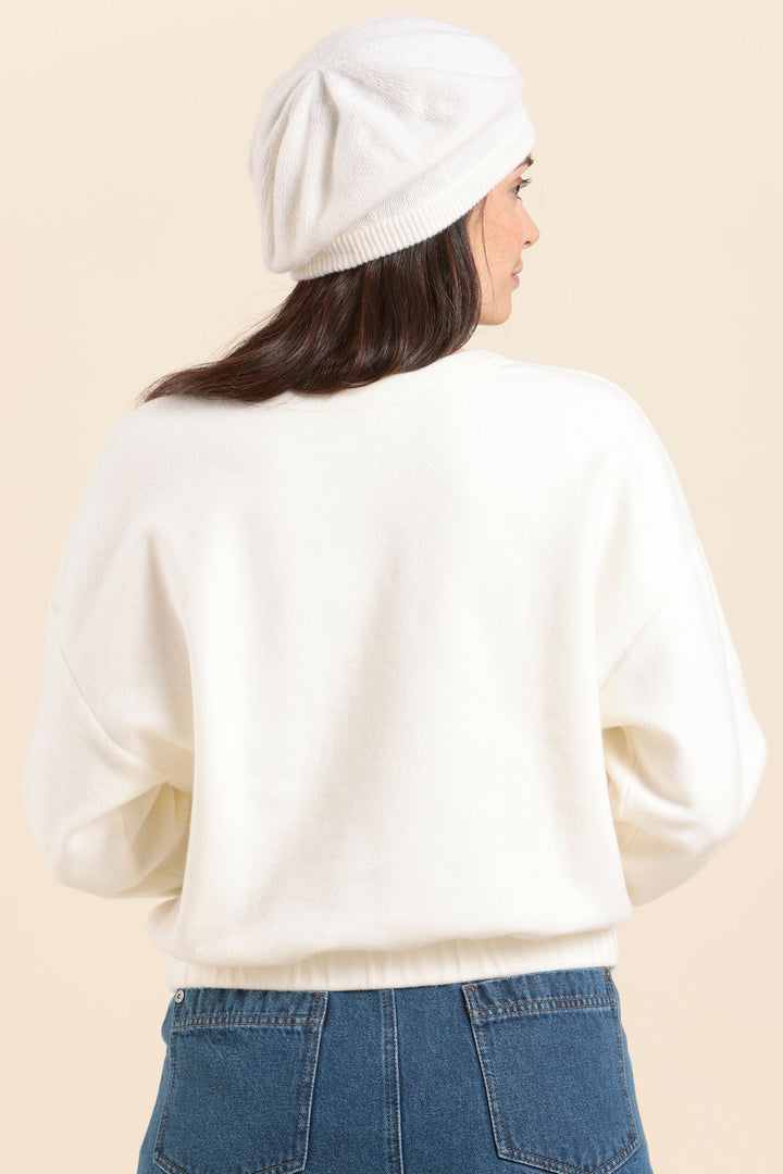 Mat De Misaine Sweatshirt Cream Drawstring Waist Moritz-622G U15 - Shirley Allum Boutique