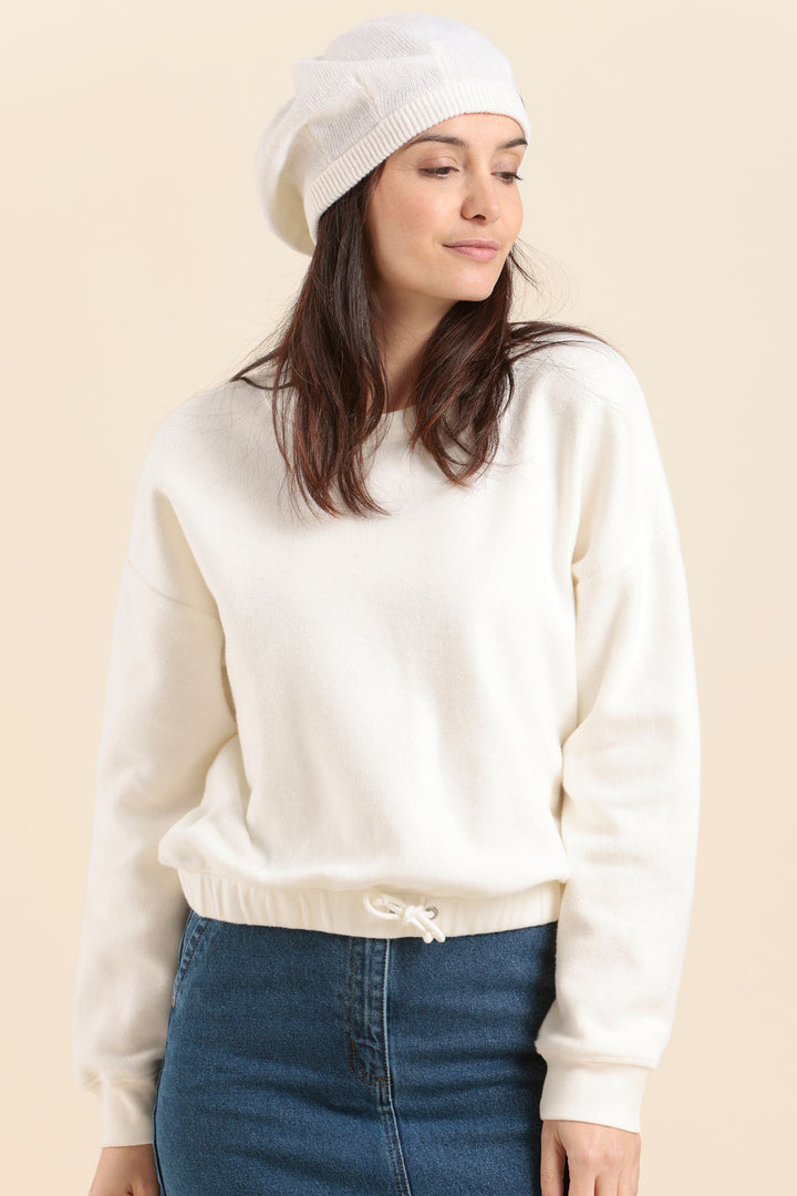 Mat De Misaine Sweatshirt Cream Drawstring Waist Moritz-622G U15 - Shirley Allum Boutique