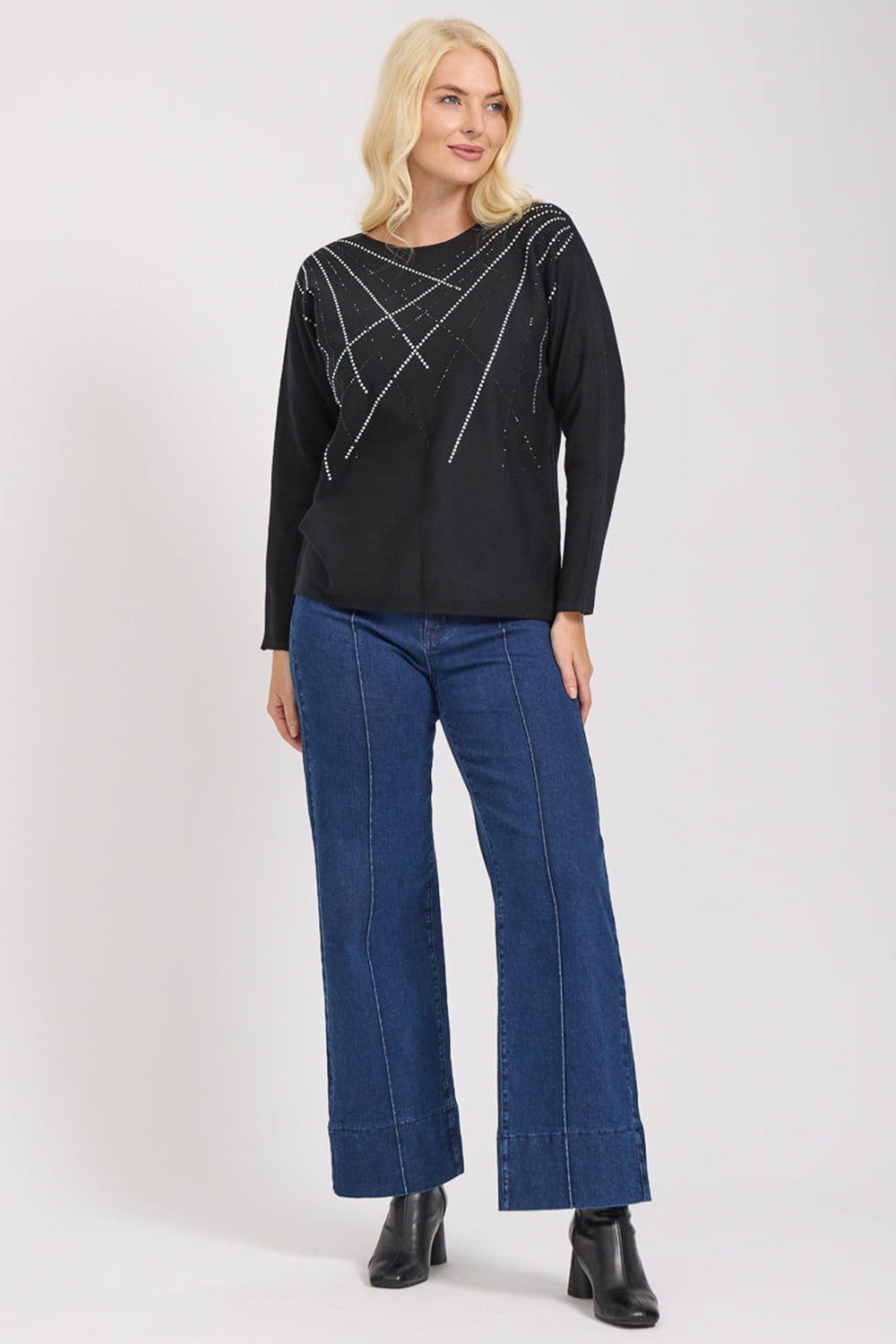 Mudflower Jumper SU-24MF- 556 Black Spray Diamante - Shirley Allum Boutique