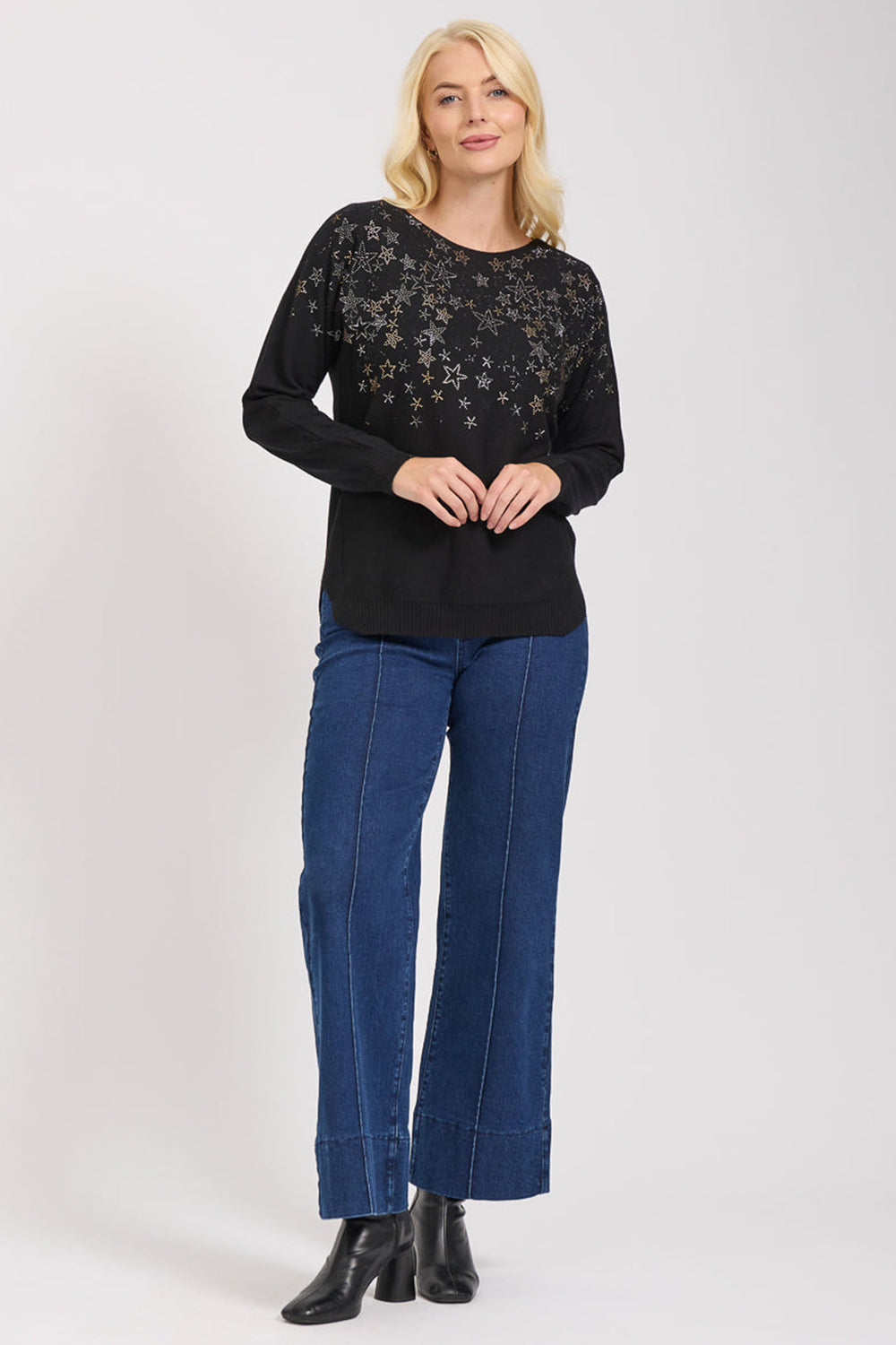 Mudflower Jumper SU-24MF-557 Black Star Diamante - Shirley Allum Boutique