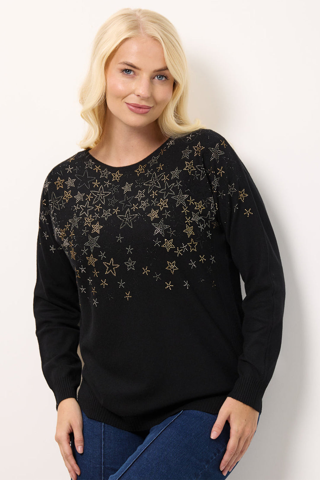 Mudflower Jumper SU-24MF-557 Black Star Diamante - Shirley Allum Boutique