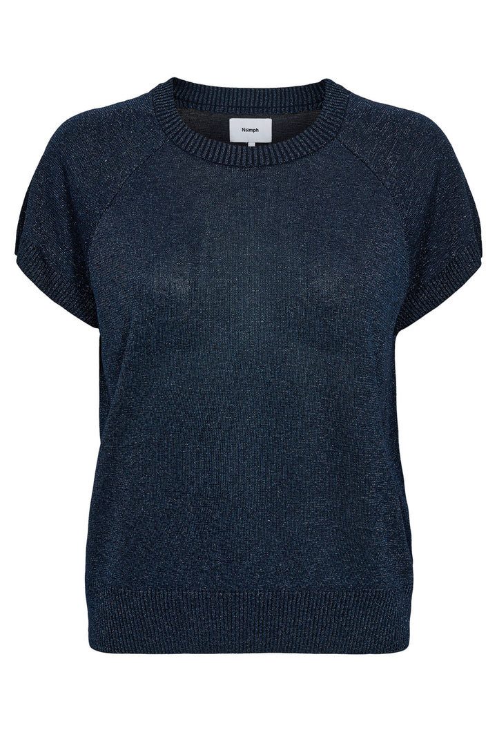 Numph Jumper Nuflounce Short Sleeve Dark Sapphire 705324 3038 - Shirley Allum Boutique