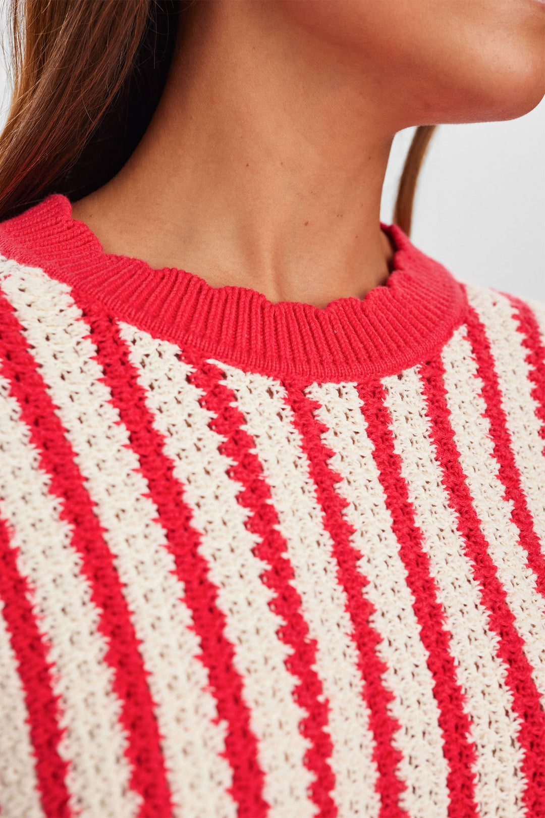 Numph Jumper Nunuelle Striped Geranium Pink 705286 2714 - Shirley Allum Boutique