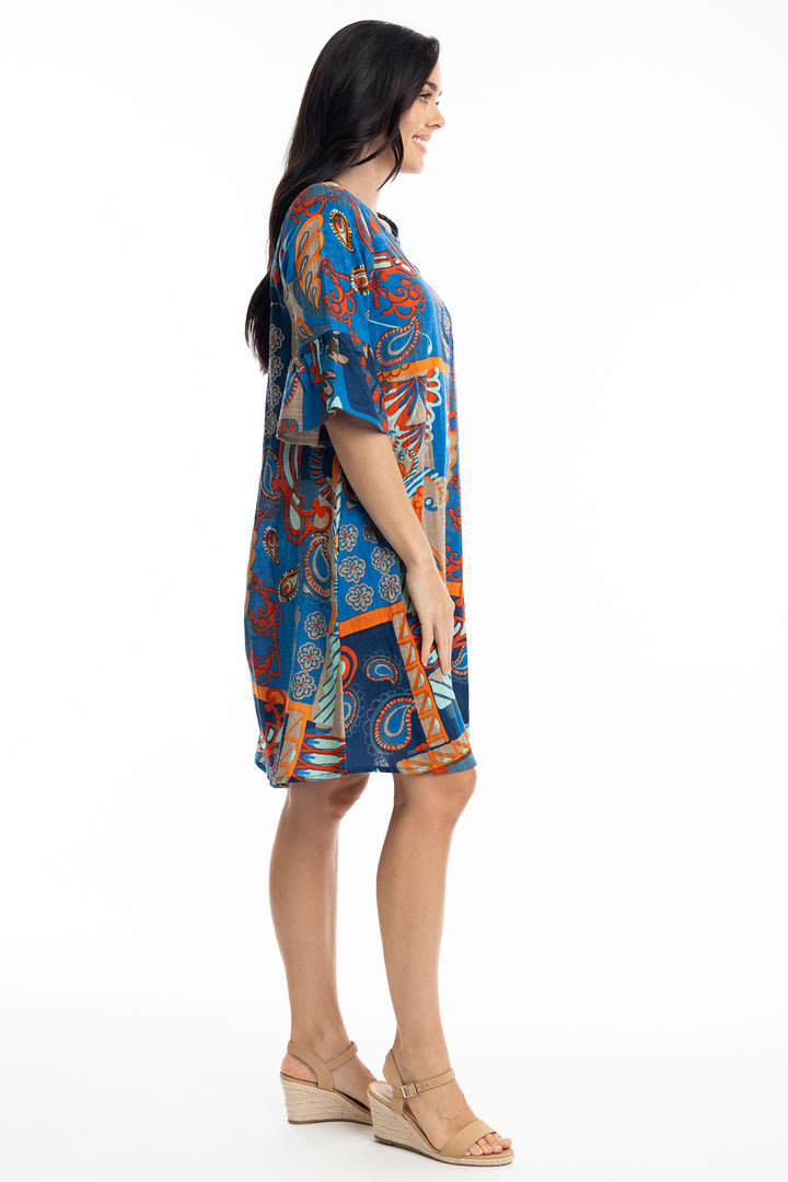 Orientique Dress Camps Bay Contemporary Frill Sleeve Print 30005 - Shirley Allum Boutique