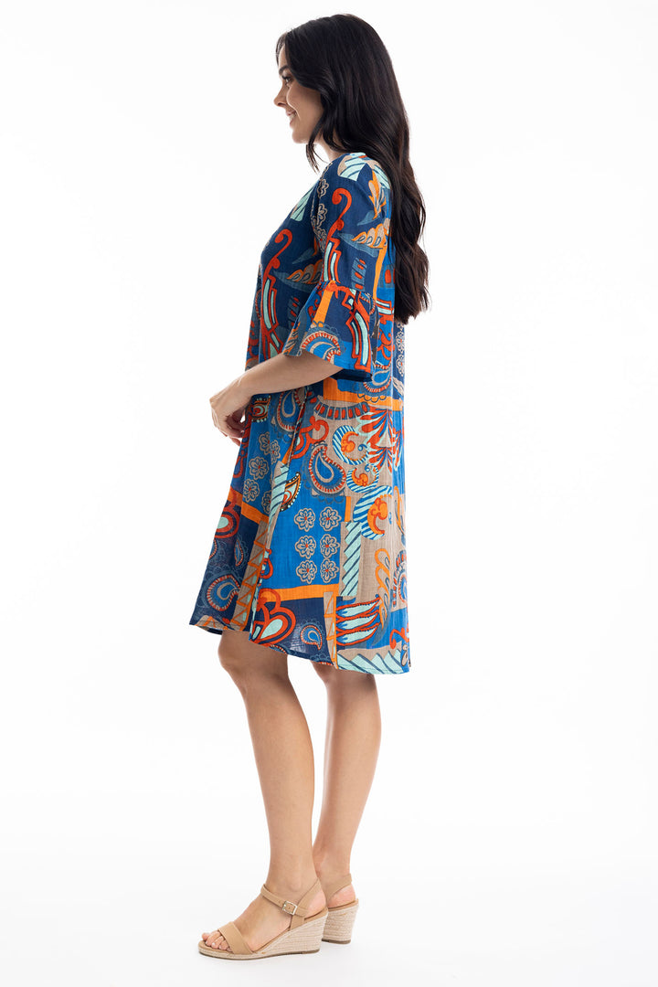 Orientique Dress Camps Bay Contemporary Frill Sleeve Print 30005 - Shirley Allum Boutique