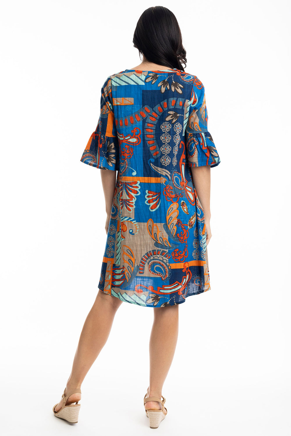 Orientique Dress Camps Bay Contemporary Frill Sleeve Print 30005 - Shirley Allum Boutique