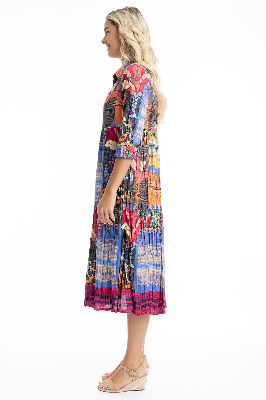 Orientique Dress El Gouna Midi Collar Print 61694 - Shirley Allum Boutique