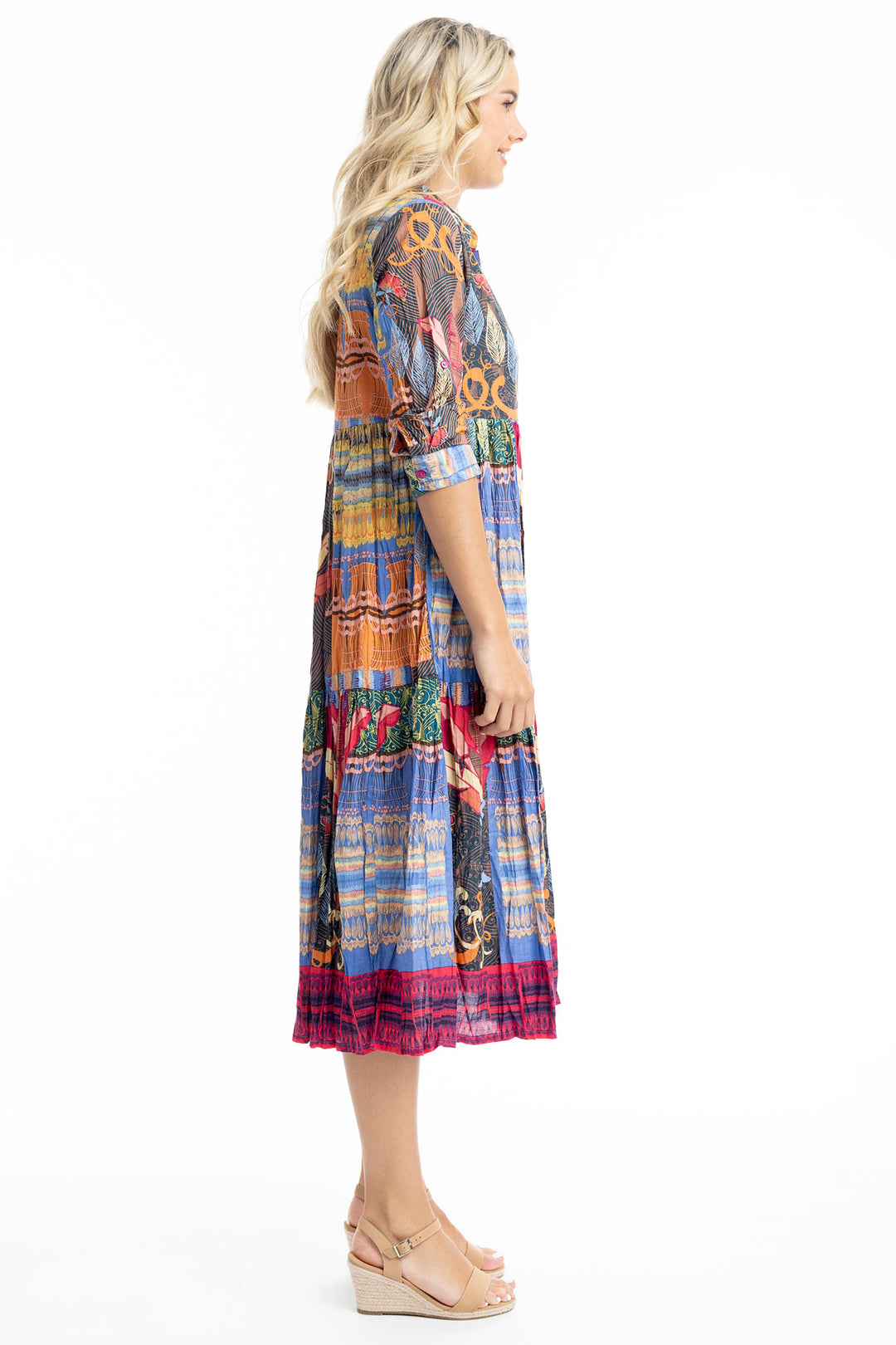 Orientique Dress El Gouna Midi Collar Print 61694 - Shirley Allum Boutique