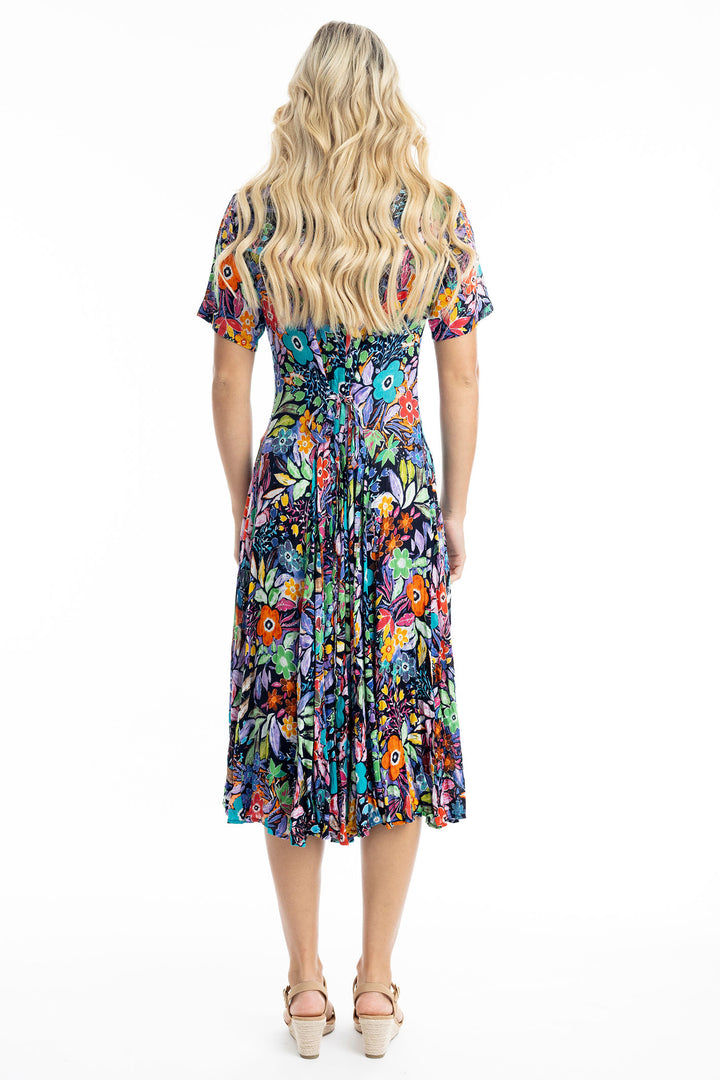 Orientique Dress Grenada Godet Short Sleeves Print 81271 - Shirley Allum Boutique