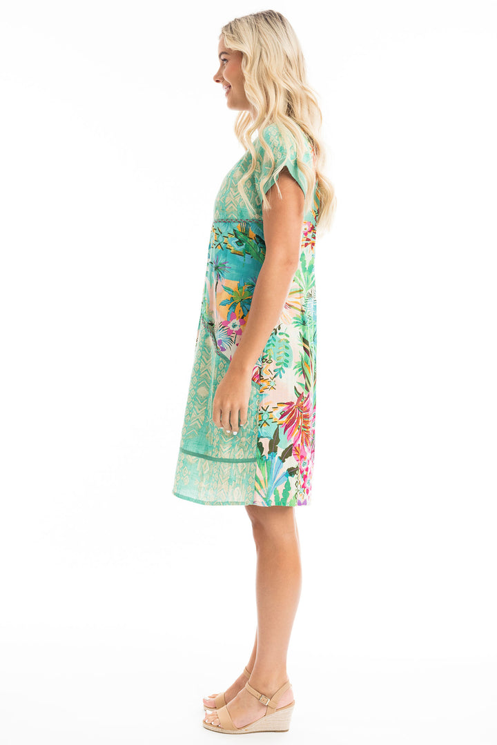 Orientique Dress Hanalei Green Patch Print 91000 - Shirley Allum Boutique