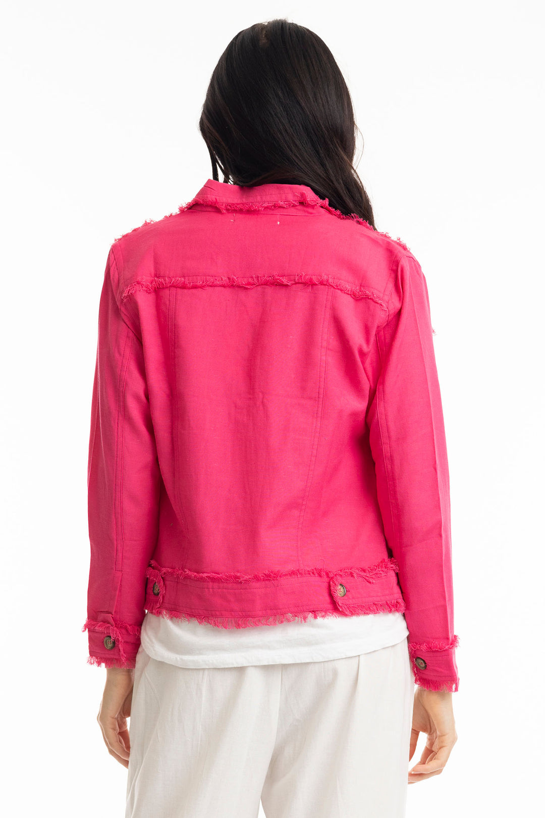 Orientique Jacket Essentials Linen Blend Hot Pink 42118 - Shirley Allum Boutique