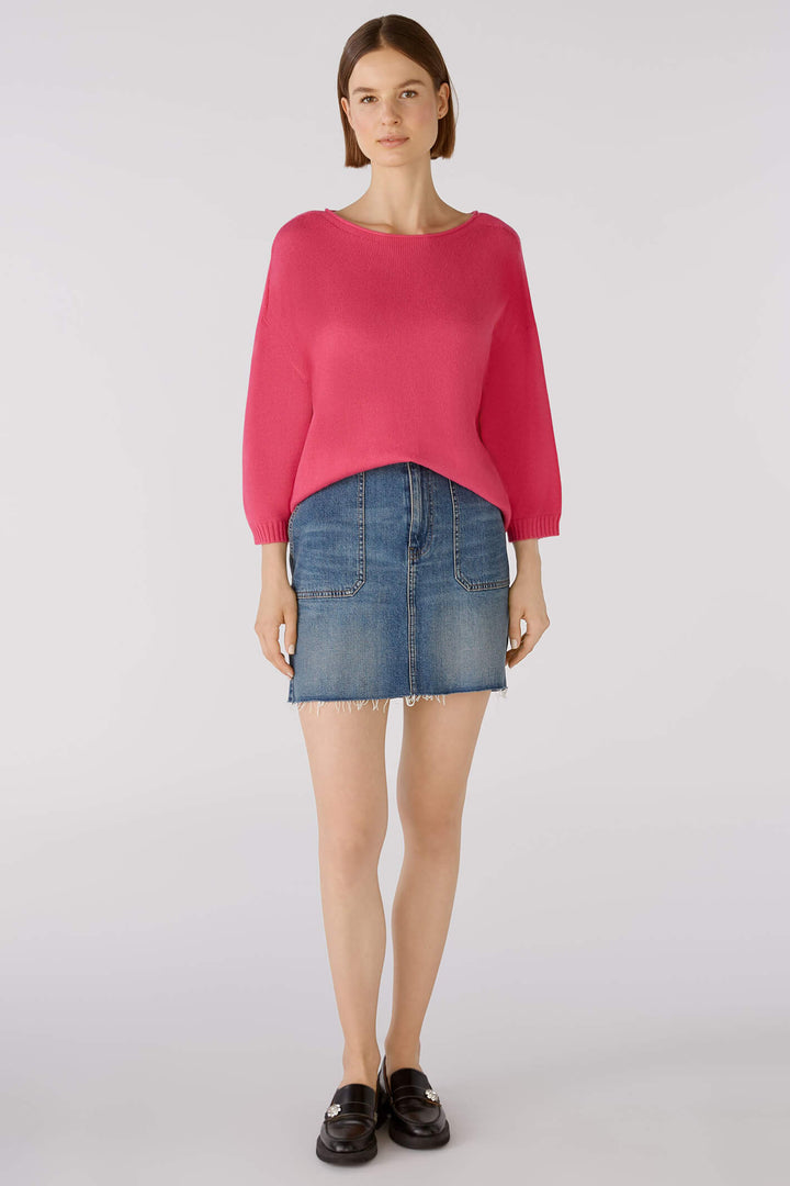 Oui 79351 3394 Pink Wide Neck Dropped Shoulder Jumper - Shirley Allum Boutique