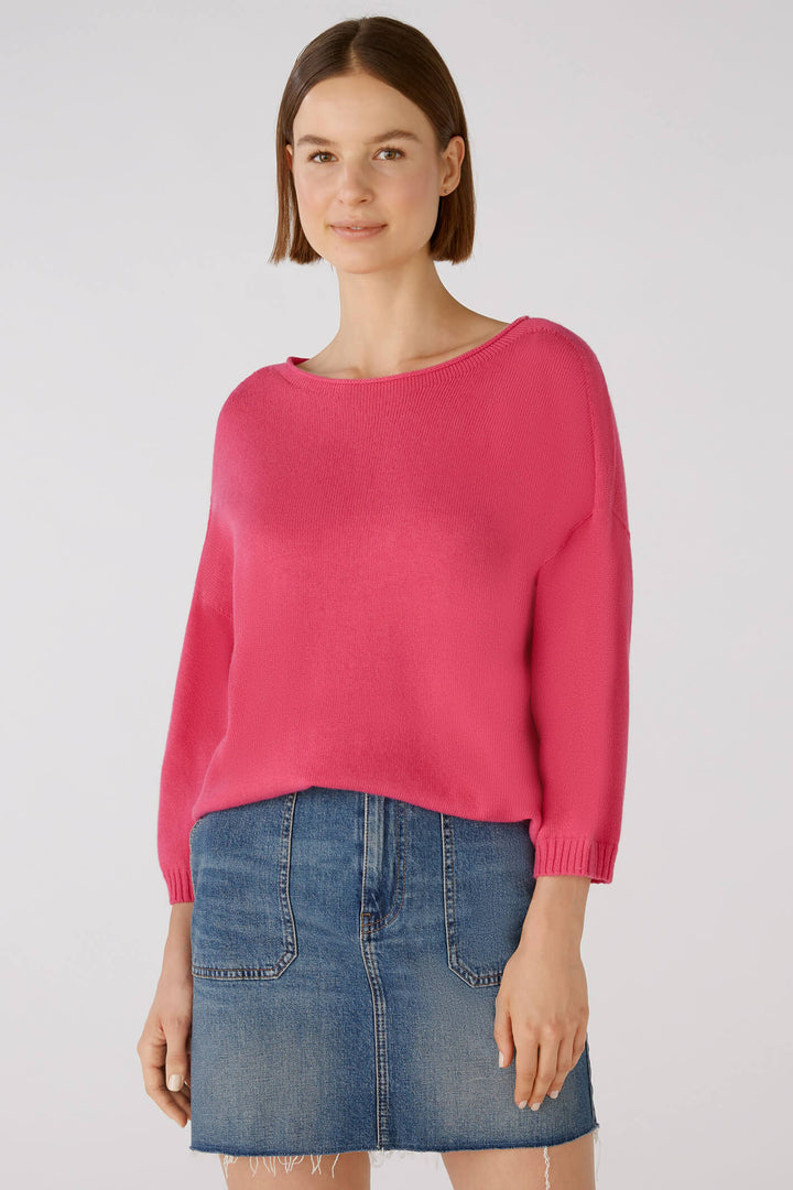 Oui 79351 3394 Pink Wide Neck Dropped Shoulder Jumper - Shirley Allum Boutique