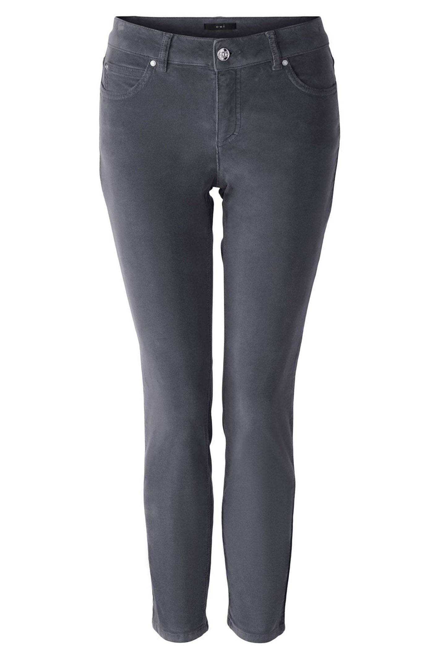 Oui Baxtor Cord Jeggings Dark Grey 80133 9886