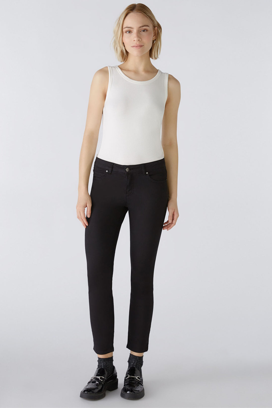 Oui Baxtor Cropped Jeggings Black 79920 9990 - Shirley Allum Boutique