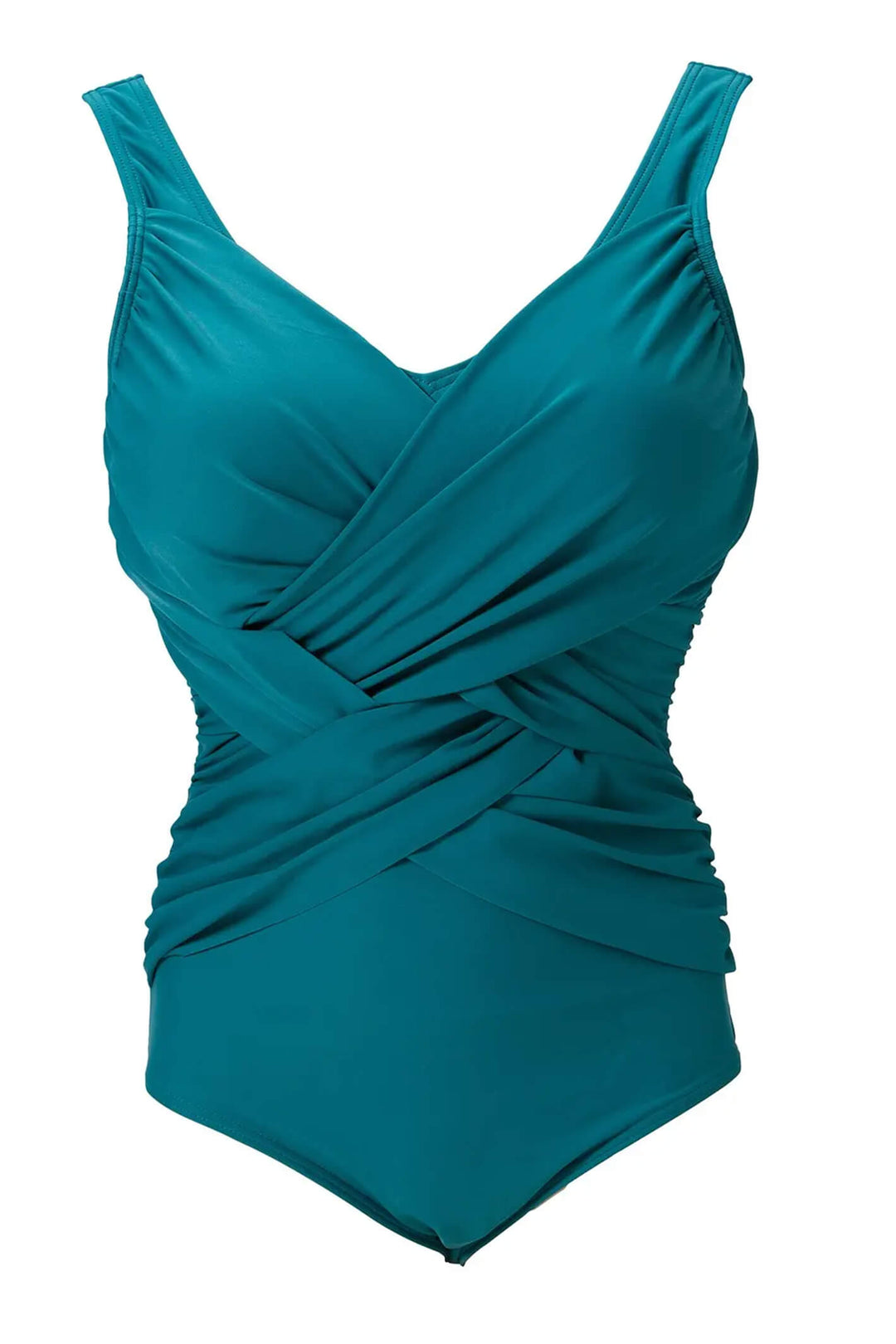 Pour Moi  PM-1448 Jade Green Draped V Neck Swimsuit - Shirley Allum Boutique