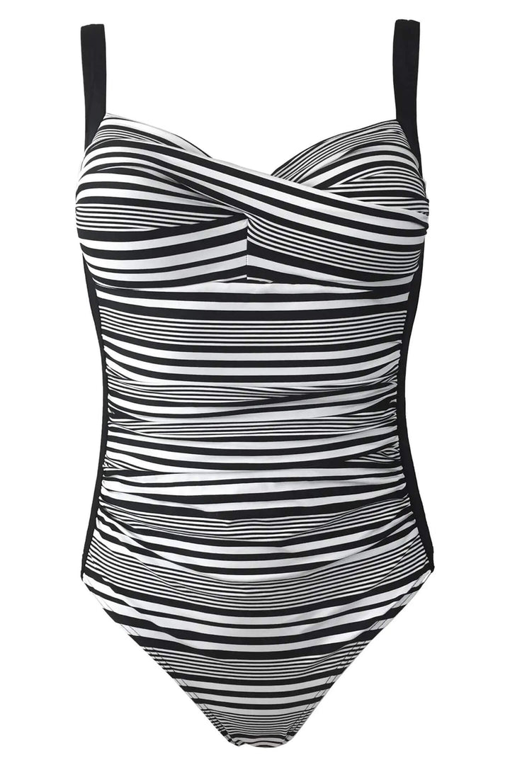 Pour Moi PM 1493 Stripe Control Black & White Swimsuit - Shirley Allum Boutique