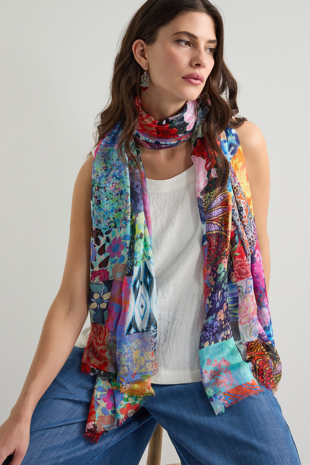 Sahara Scarf Patchwork Multicolour AHS6307-SPW - Shirley Allum Boutique