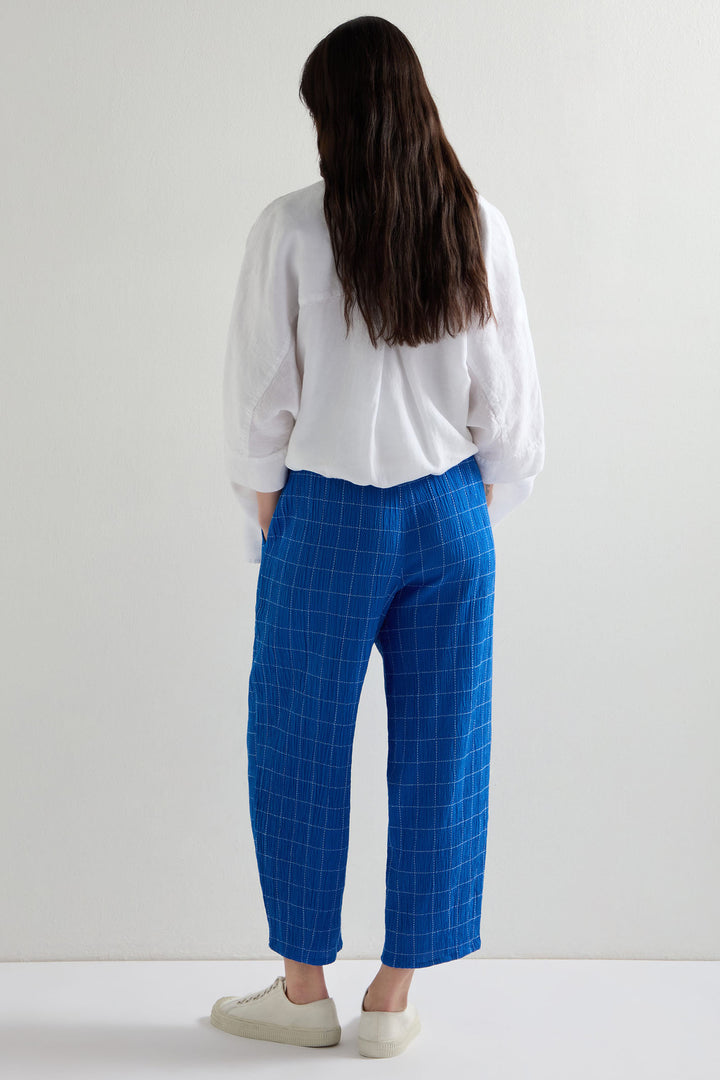 Sahara Trousers Stitched Grid Check Bubble Periwinkle White GRP5167-SGRC - Shirley Allum Boutique