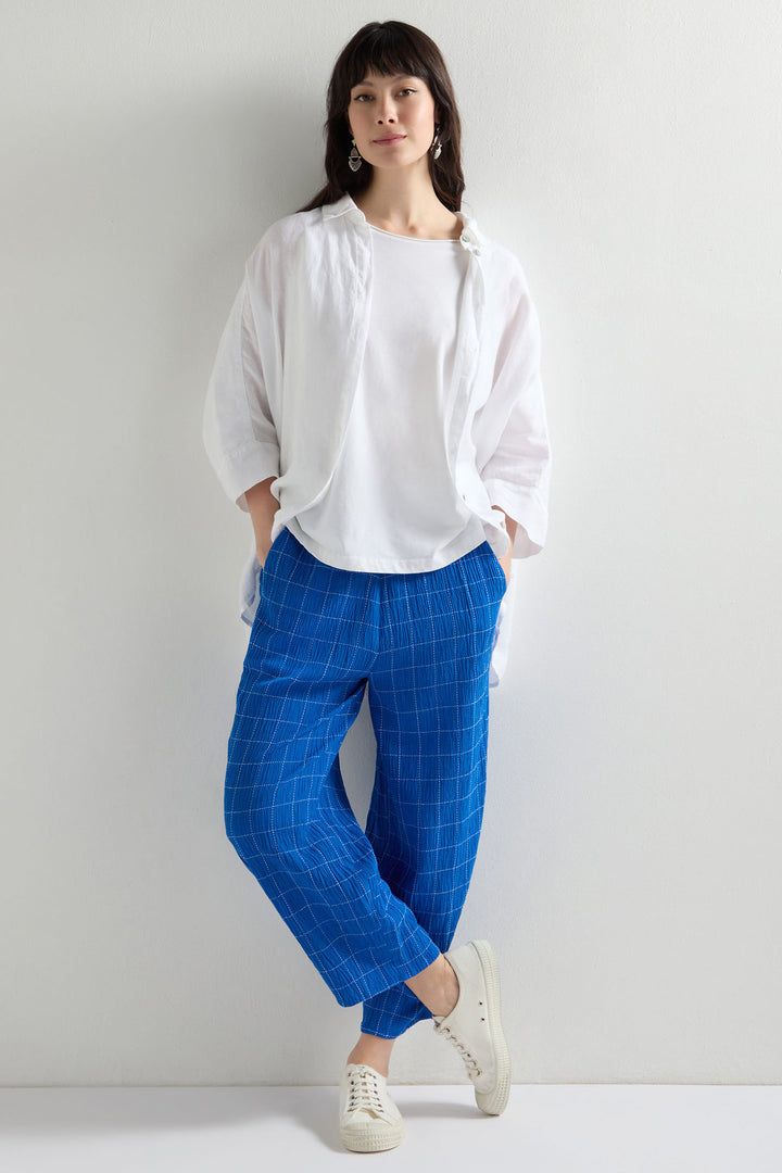 Sahara Trousers Stitched Grid Check Bubble Periwinkle White GRP5167-SGRC - Shirley Allum Boutique