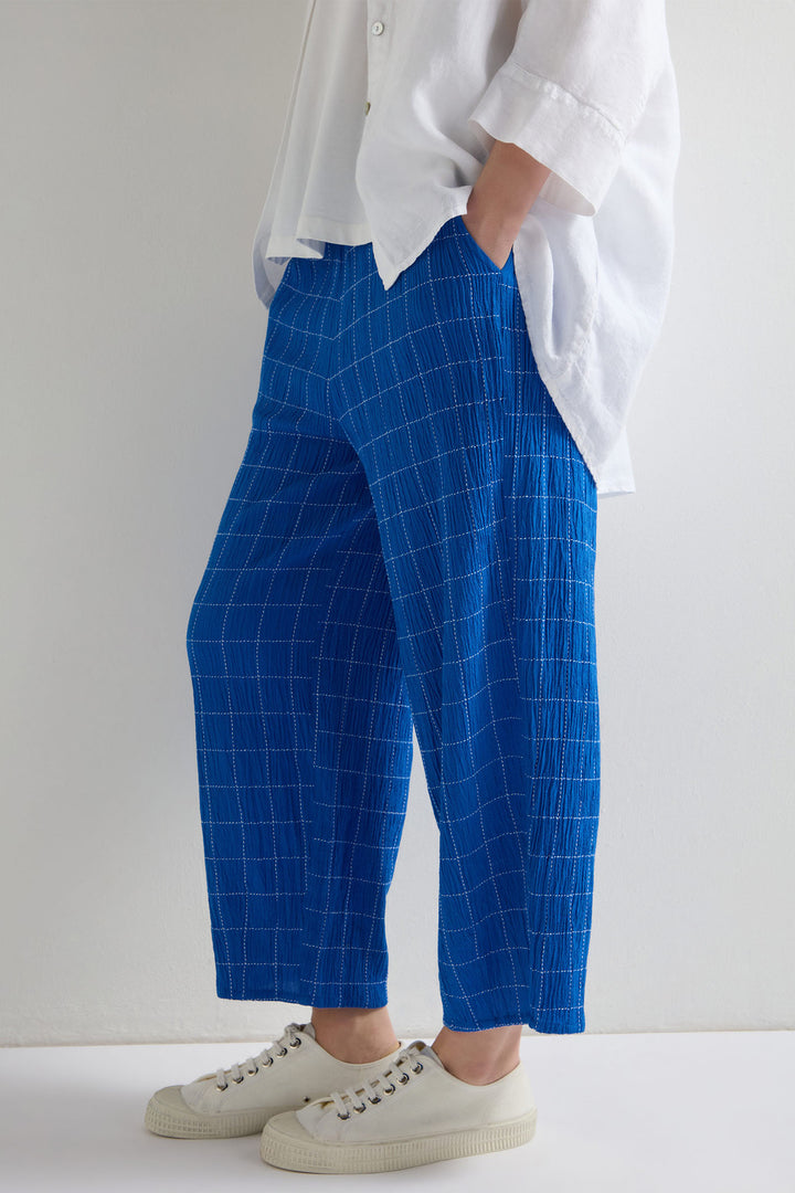 Sahara Trousers Stitched Grid Check Bubble Periwinkle White GRP5167-SGRC - Shirley Allum Boutique