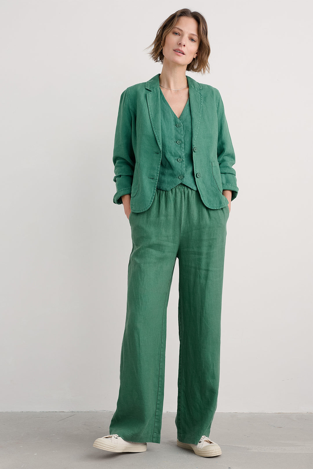 Seasalt Blinker Linen Blazer Jacket Pine Green WM32083-13593 - Shirley Allum Boutique