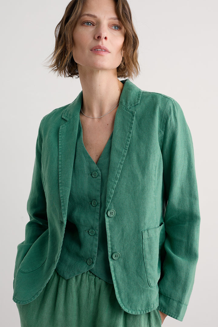 Seasalt Blinker Linen Blazer Jacket Pine Green WM32083-13593 - Shirley Allum Boutique