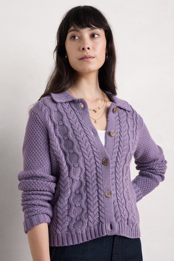 Seasalt Forest Ridge Cardigan Echium Mauve WM33805R - Shirley Allum Boutique