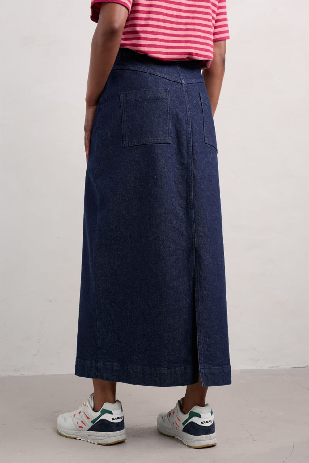 Seasalt Fruit Tree Midi Denim Skirt Navy Dark Rinse Wash B-WM35594-20725 - Shirley Allum Boutique