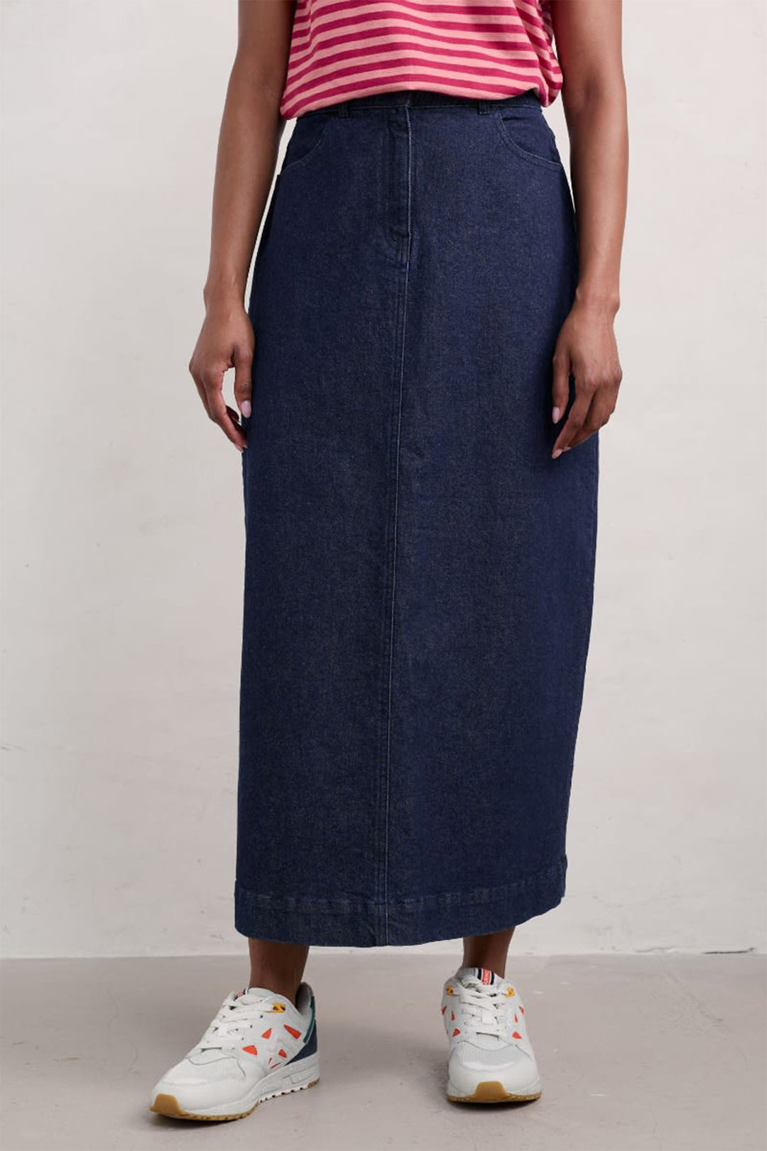 Seasalt Fruit Tree Midi Denim Skirt Navy Dark Rinse Wash B-WM35594-20725 - Shirley Allum Boutique