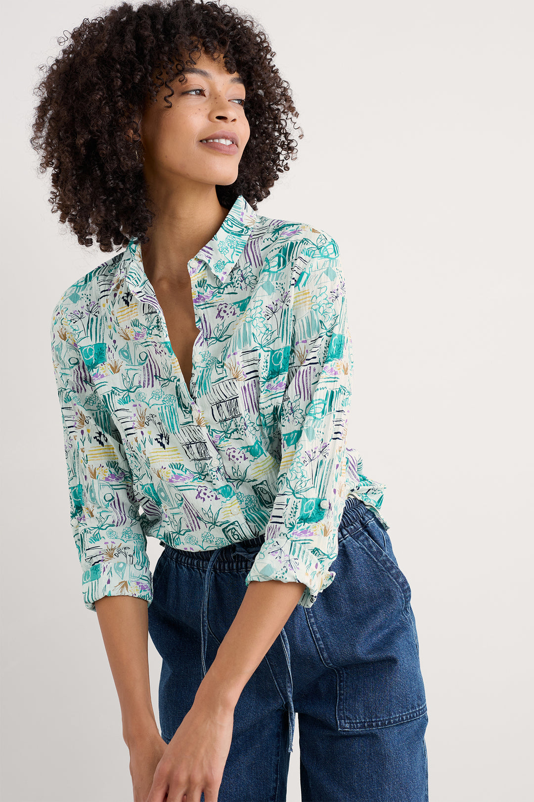 Seasalt Larissa Cotton Shirt Garden Studio Sketch Chalk WM00243-35251 - Shirley Allum Boutique