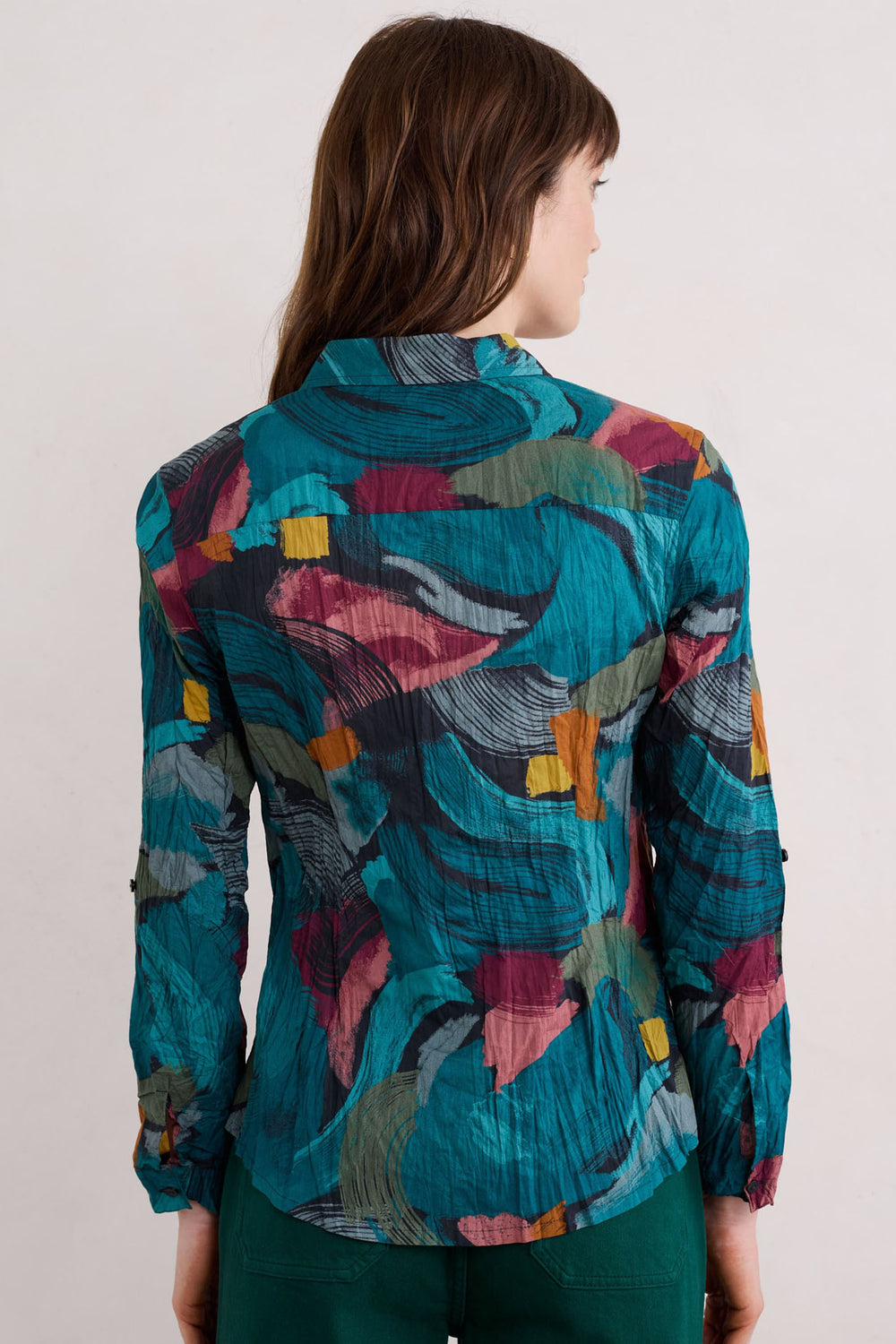 Seasalt Larissa Shirt Lelant Blue Abstract Mix B-WM39562-33071 - Shirley Allum Boutique