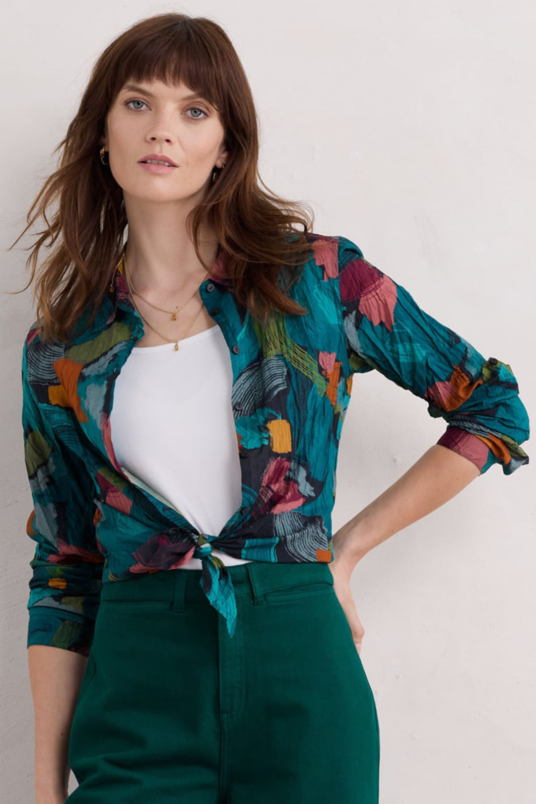 Seasalt Larissa Shirt Lelant Blue Abstract Mix B-WM39562-33071 - Shirley Allum Boutique