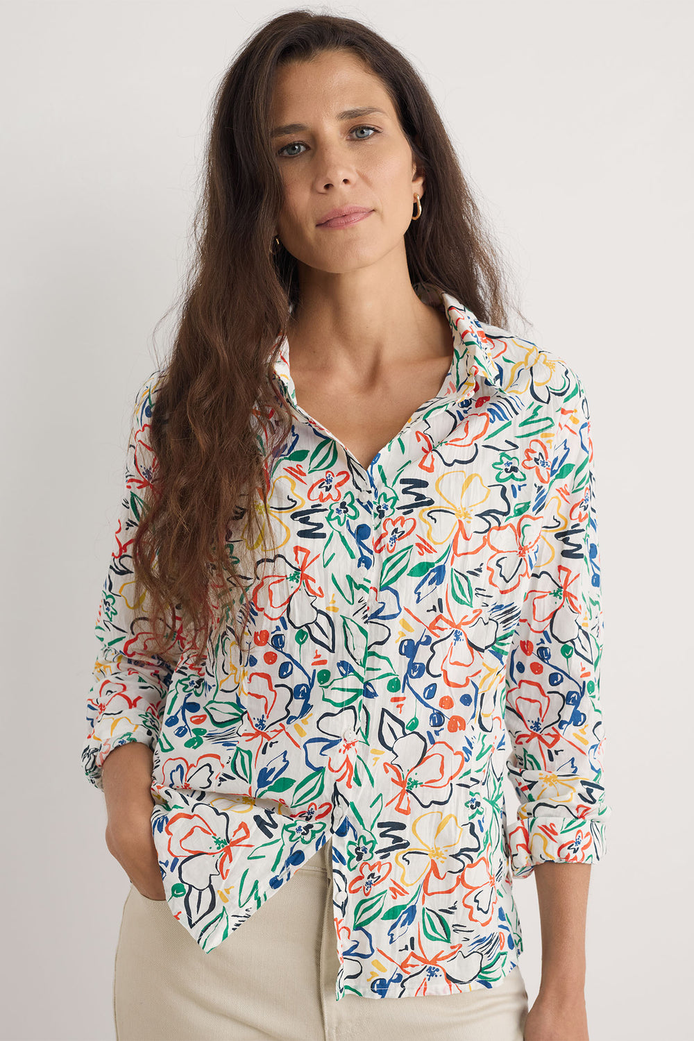 Seasalt Larissa Shirt Painters Garden Chalk White Multicolour WM00243R - Shirley Allum Boutique