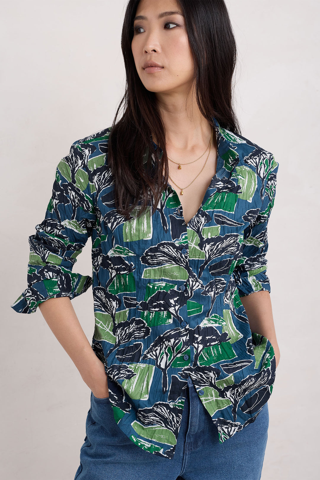 Seasalt Larissa Shirt Sketchbook Trees Sea Cave - Shirley Allum Boutique