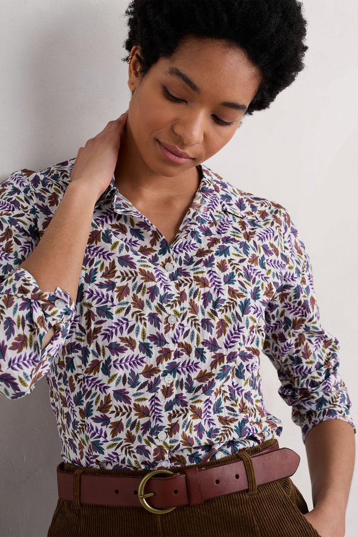 Seasalt Larissa Shirt Sunlit Leaves Chalk - Shirley Allum Boutique