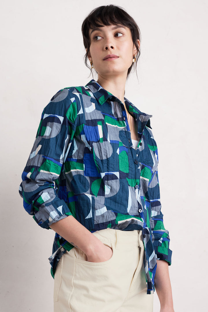 Seasalt Larissa Shirt Zennor Abstract Maritime Blue B-WM23525-34875 - Shirley Allum Boutique