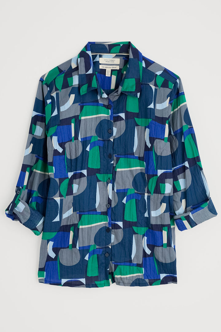 Seasalt Larissa Shirt Zennor Abstract Maritime Blue B-WM23525-34875 - Shirley Allum Boutique