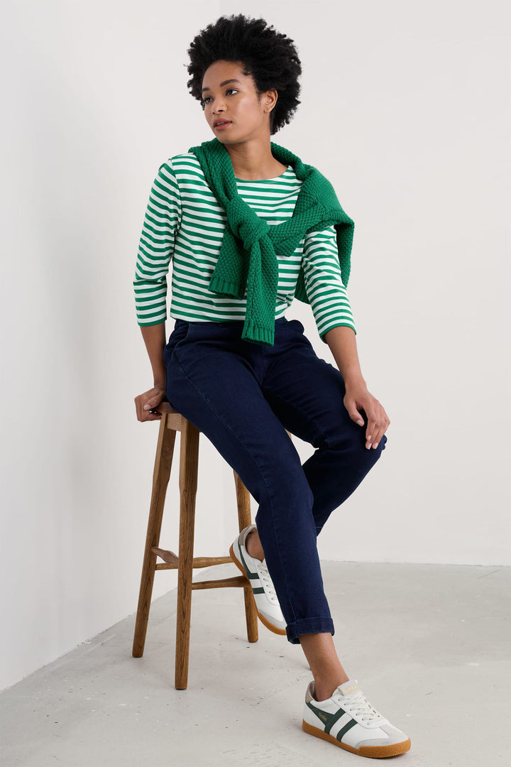 Seasalt Sailor Top Regular Mini Cornish Glade Green Chalk Stripe WM12168R - Shirley Allum Boutique